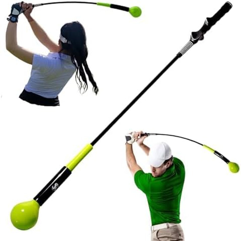 Golf Swing Trainer W/Molded Golf Grip Trainer | Your Go to Golf Swing Training Aids to Enhance Skill,Strength & Correct Swing Path | Click Stick Golf Trainer in Balance & Distance | Golf Training Aid